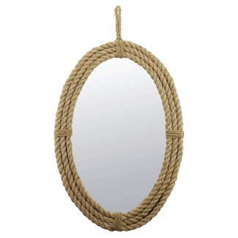 Oval Jute Rope Mirror for Bathroom Nautical Coastal Jute Etsy