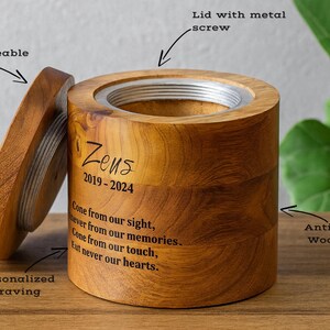 Custom Pet Portrait Urn for Dogs & Cat Ashes with Photo, Rosewood Cremation Keepsake image 9