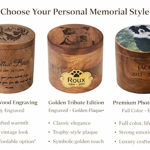 Custom Pet Portrait Urn for Dogs & Cat Ashes with Photo, Rosewood Cremation Keepsake image 5