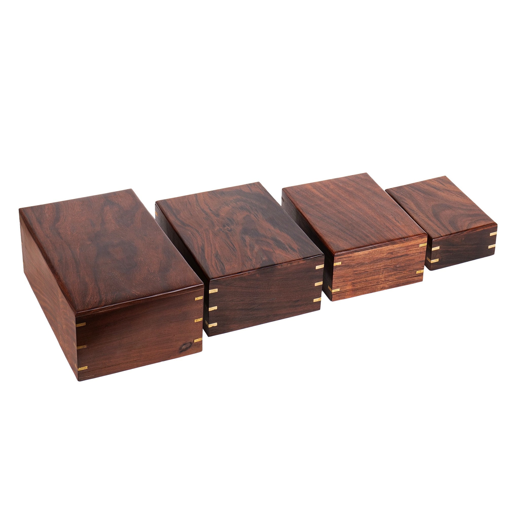 Personalized Rosewood Cremation Urn: Handcrafted Wooden Urn with Brass Inlay
