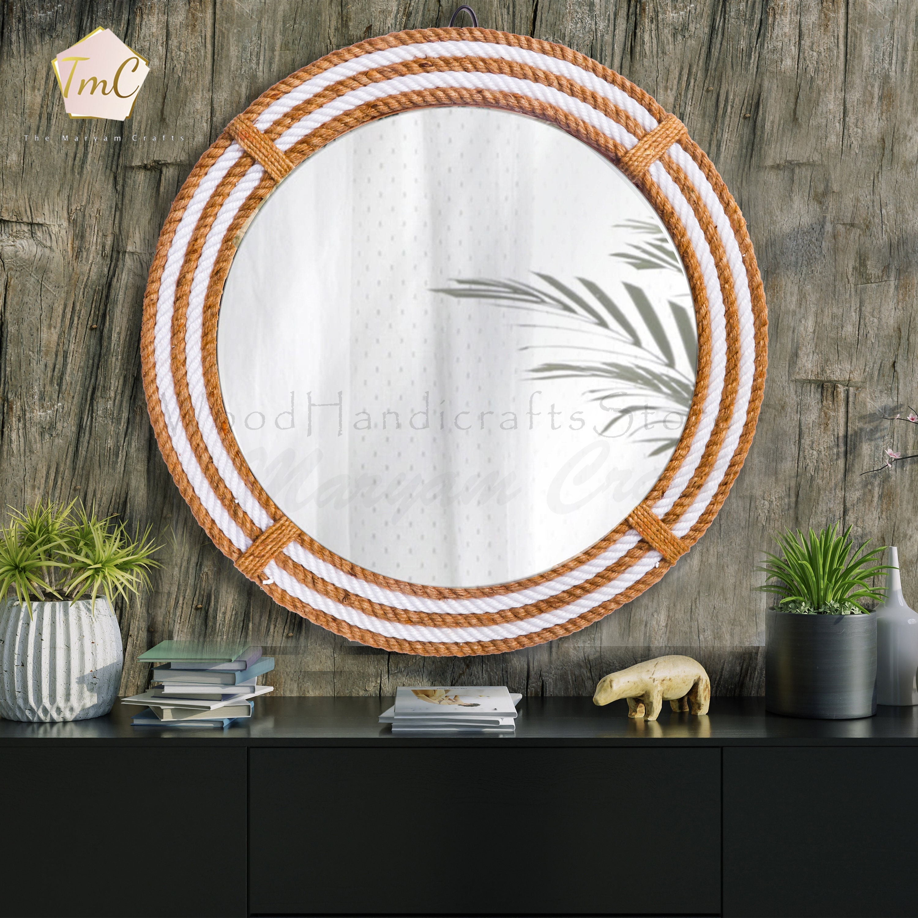 Nautical Coastal Jute Rope Wall Hanging Mirror Etsy