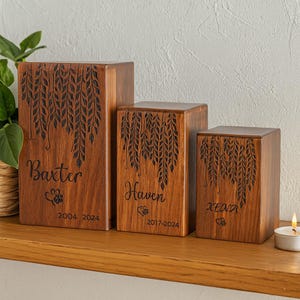 Engraved Rosewood Pet Urn: Dog & Cat Memorial Ash Box image 5