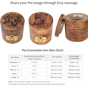 Custom Pet Portrait Urn for Dogs & Cat Ashes with Photo, Rosewood Cremation Keepsake image 7