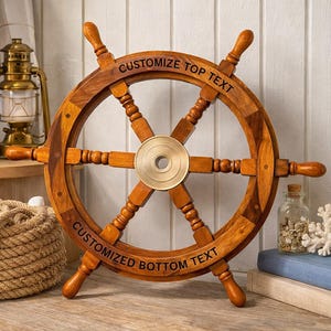 Personalized Rosewood Ship Wheel: Nautical Wall Decor, Beach House Art, Corporate Gifting & recognition awards