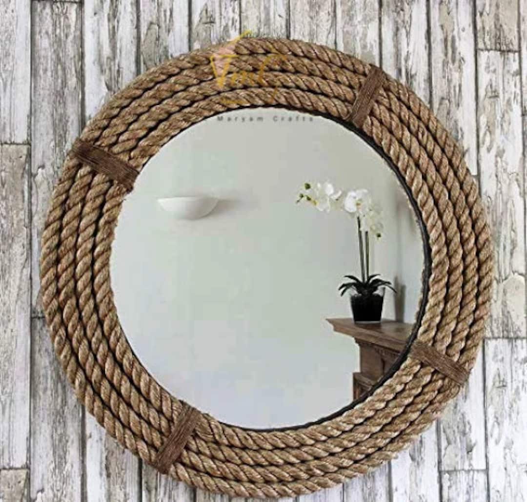 Nautical Coastal Jute Rope Wall Hanging Mirror, Home Decor, Round