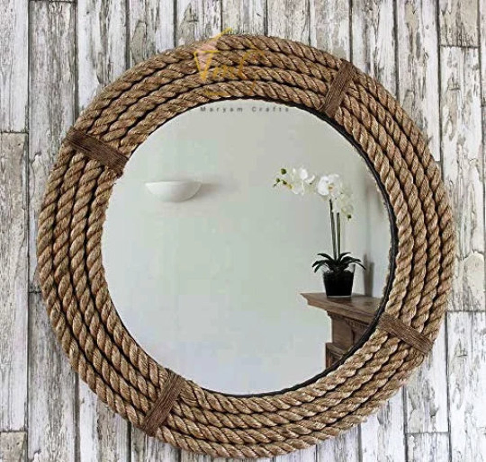 Nautical Coastal Jute Rope Wall Hanging Mirror Etsy