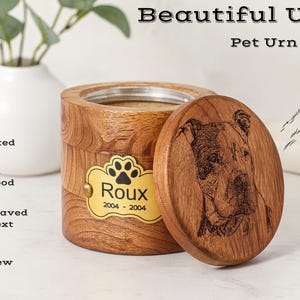 Custom Pet Portrait Urn for Dogs & Cat Ashes with Photo, Rosewood Cremation Keepsake image 12