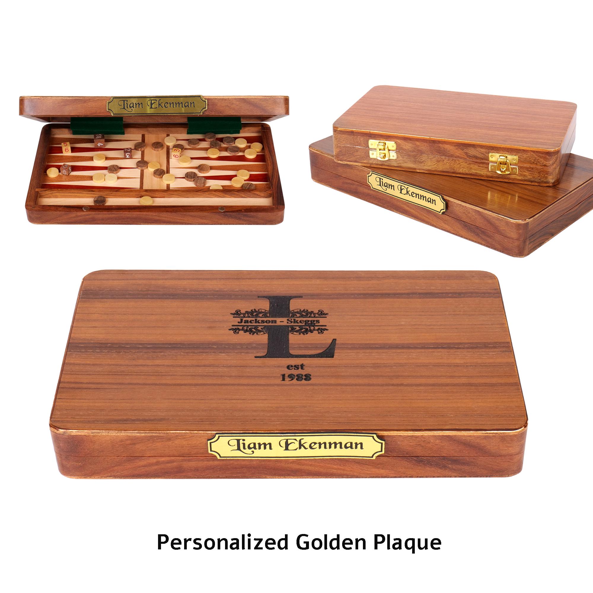 Benutzerdefiniertes 40,6 Cm Backgammon-Set – Handgefertigtes Holzbrett Im Griechischen Tavli-Stil – Personalisierbar, Tragbar, Für Erwachsene