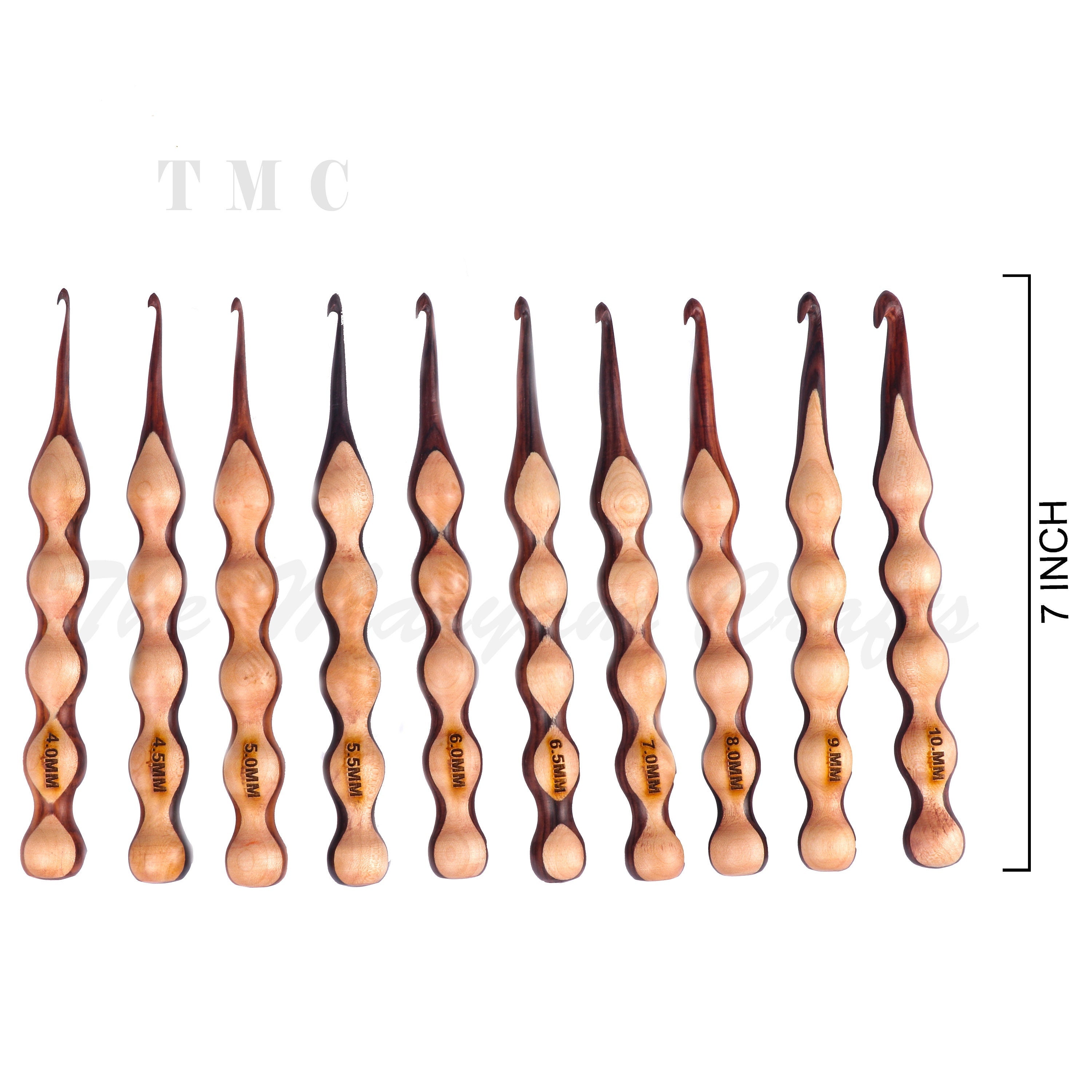 10 Set of Mix Wood Handmade Crochet Hook of 7 Length Etsy