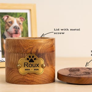 Custom Pet Portrait Urn for Dogs & Cat Ashes with Photo, Rosewood Cremation Keepsake image 16