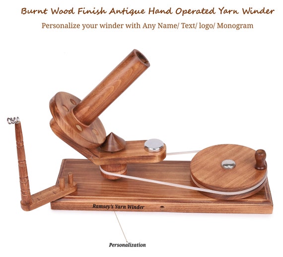 Personalized Wooden Yarn Winder and Swift: Burnt Wood Finish