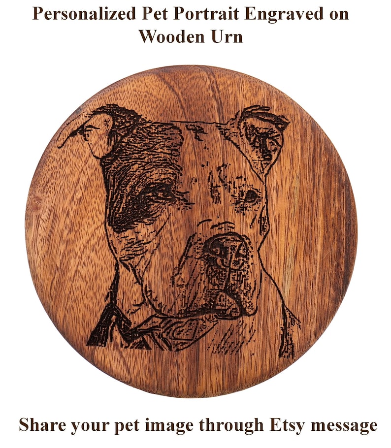 Custom Pet Portrait Urn for Dogs & Cat Ashes with Photo, Rosewood Cremation Keepsake image 14