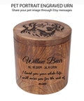 Custom Pet Portrait Engraved Wooden Urn Box for ashes, Cremation Dog Urn for Ashes product logo