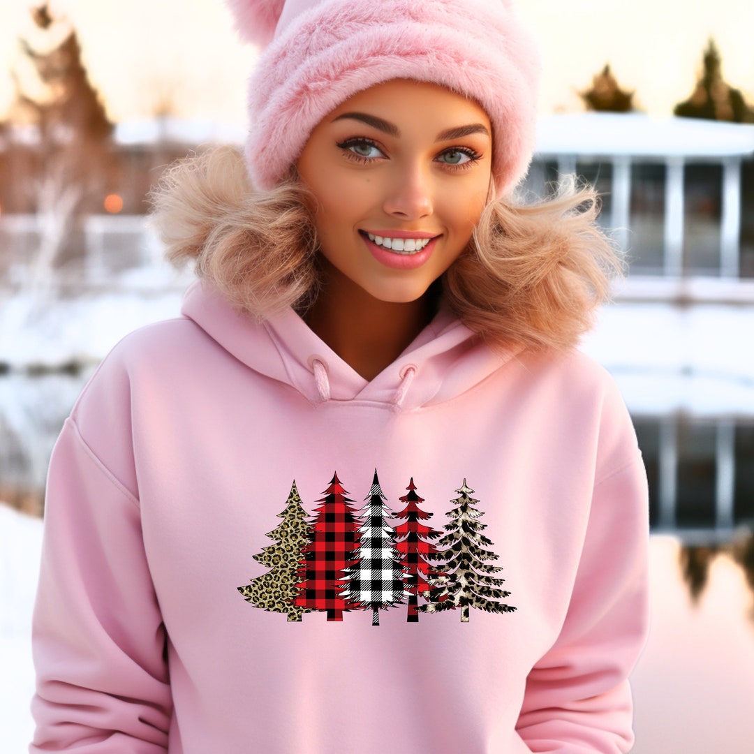 Plaid Christmas Trees Christmas Hoodie Merry Christmas Etsy
