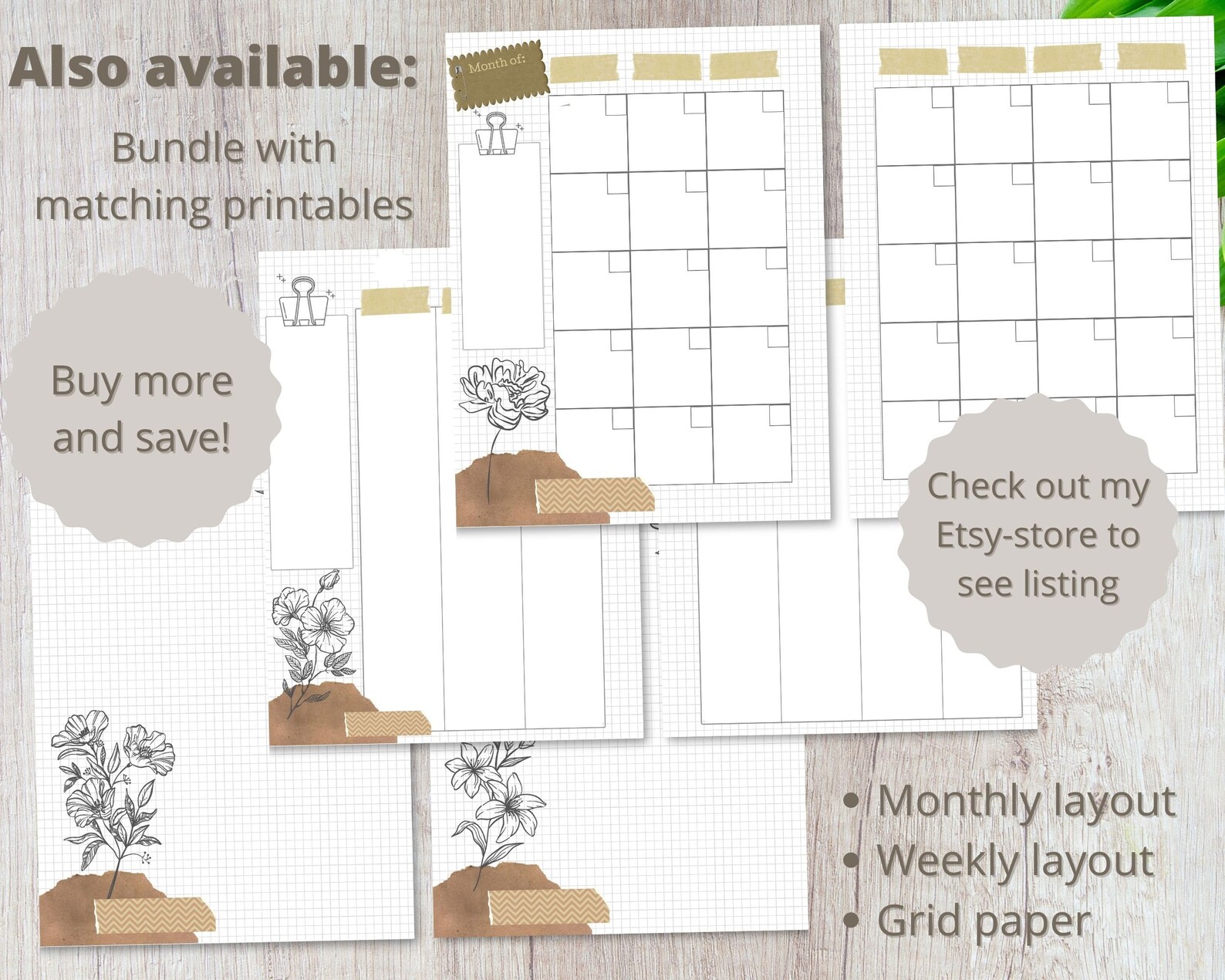Happy Planner Classic Monthly Layout Printable Insert Undated Filler ...