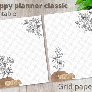 Happy planner classic note paper - Graph paper - Grid pages - Printable inserts - Journal pages - Notebook - Prints on A4 or Letter