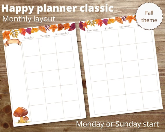 Happy Planner Monthly Insert Printable Happy Planner Classic - Etsy