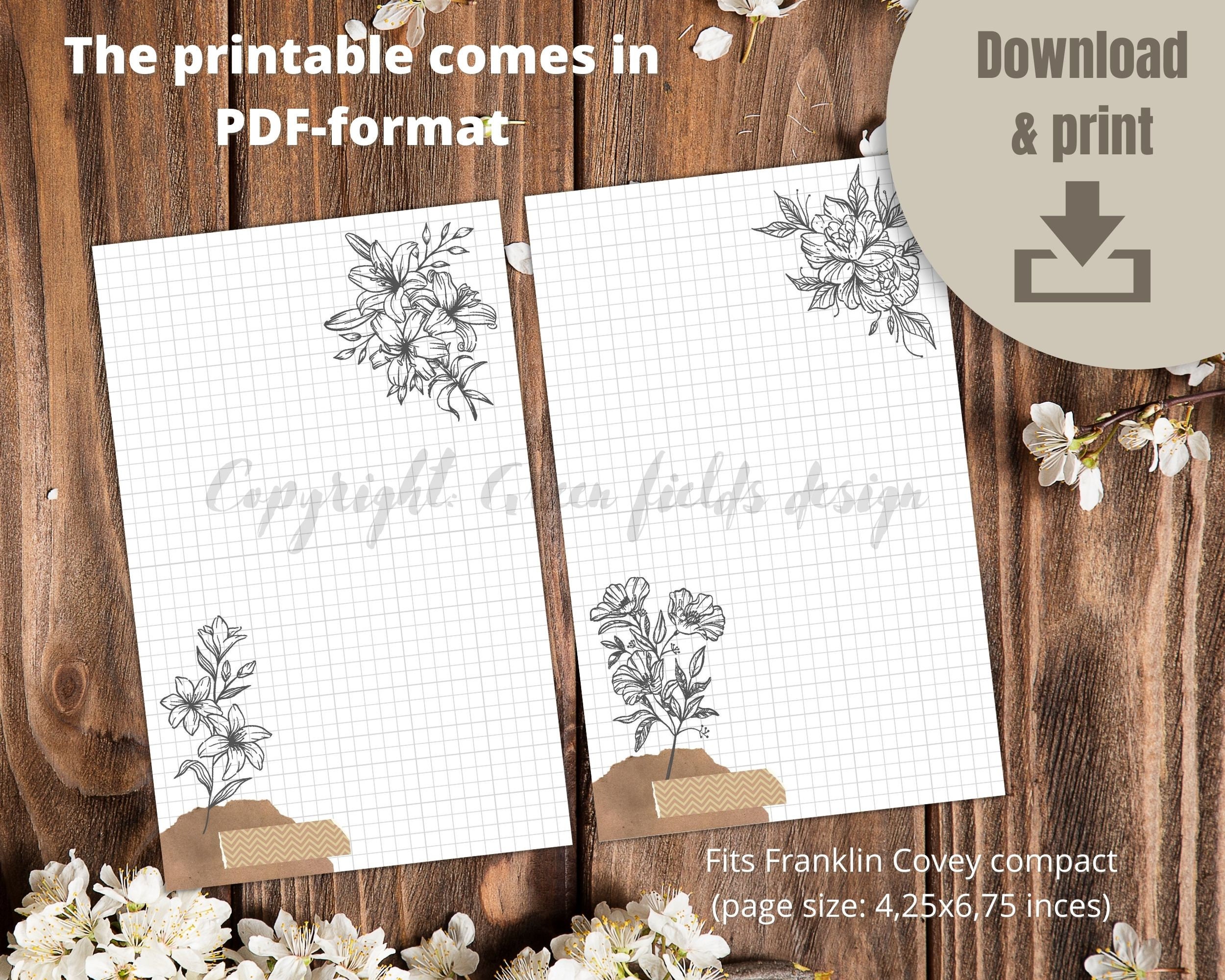Franklin Covey Compact Printable Note Pages | Planner Inserts | Filler ...