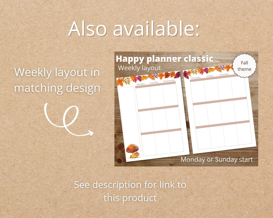 Happy Planner Monthly Insert Printable Happy Planner Classic Fall Theme