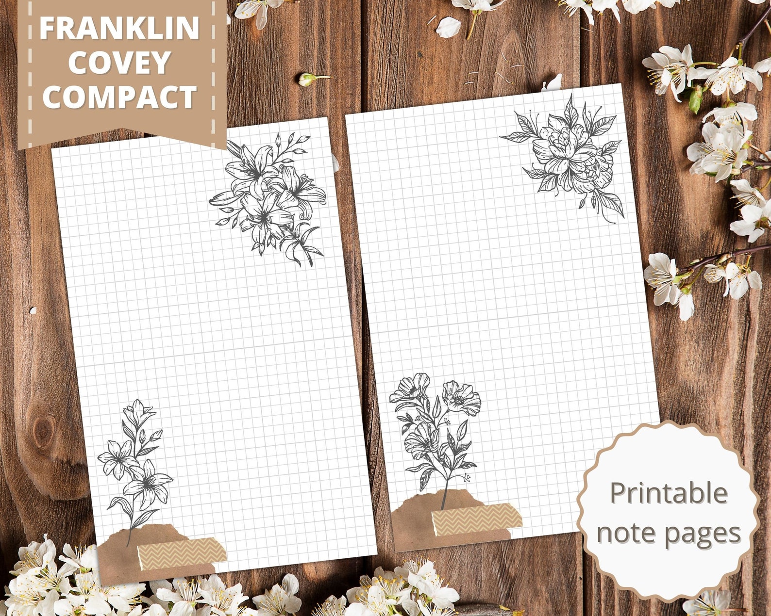 Franklin Covey Compact Printable Note Pages Planner Inserts Etsy