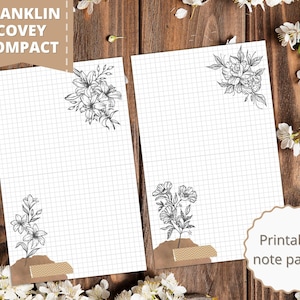 Franklin Covey páginas de notas compactas imprimibles / Inserciones de planificador / Papel de relleno / Recargas de carpetas de anillas / Listas de tareas pendientes / Diario / Toma de notas