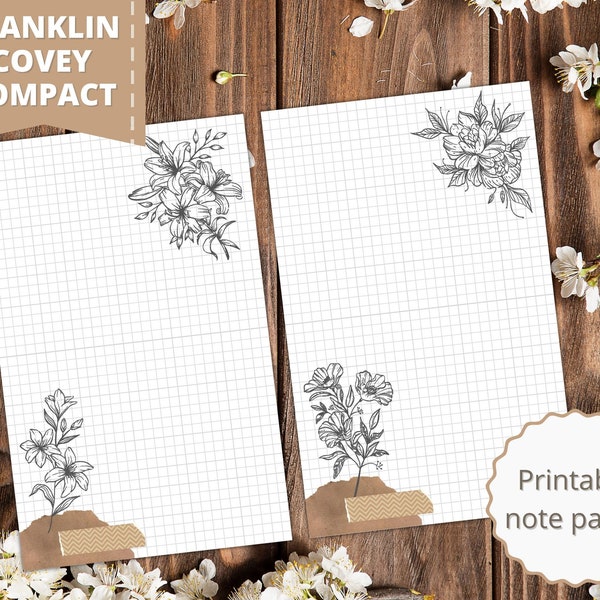 Franklin Covey compact printable note pages | Planner inserts | Filler paper | Ring binder refills | To do lists | Journaling | Notetaking