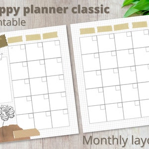 Happy Planner Classic Monthly Layout Printable Insert Undated Filler ...