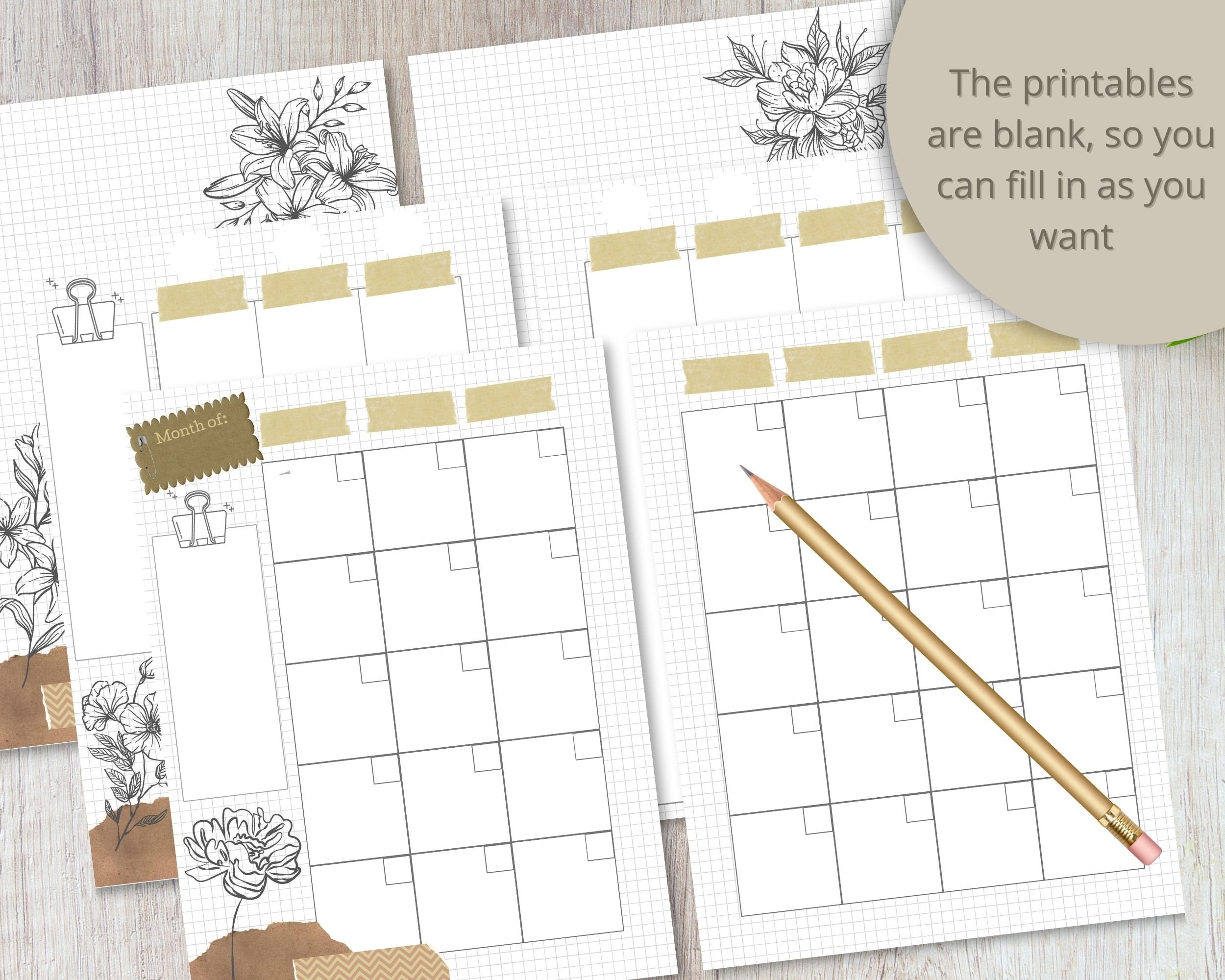 Happy Planner Classic Bundle - Printable Inserts Undated - Monthly and ...