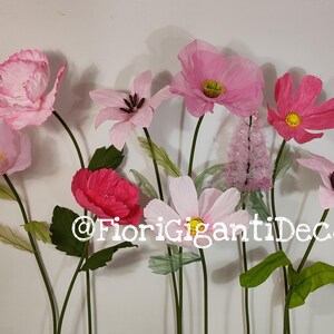 Set di fiori giganti. Paper and organza flowers. Fiori per vetrine, matrimoni, interni.Wedding decor