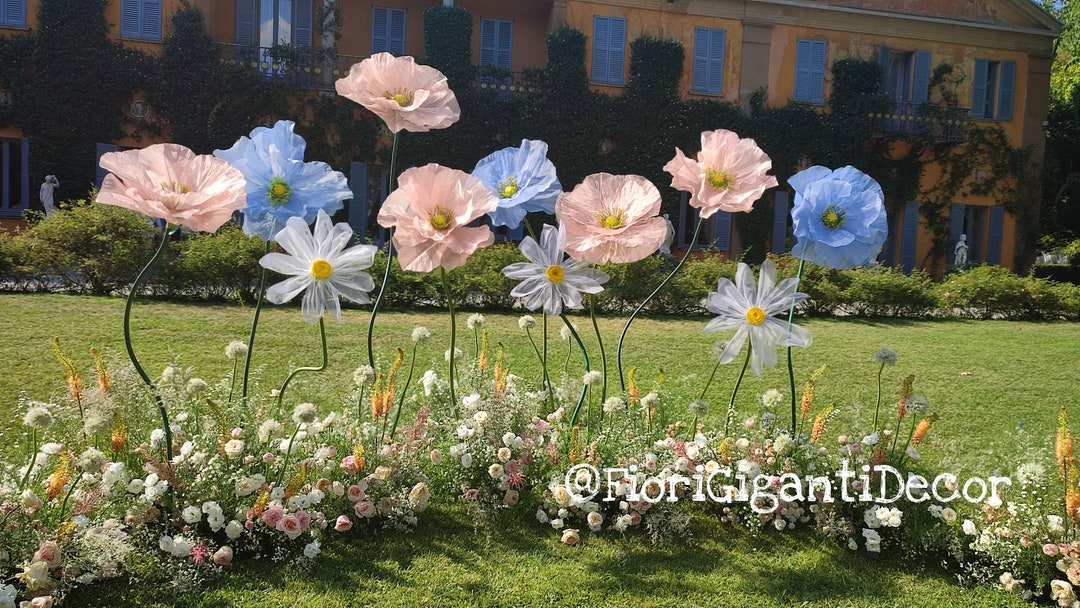 3, 6 or 9 Giant Organza Flowers. Decorations for Events, Shop Windows, Interiors. Alice in