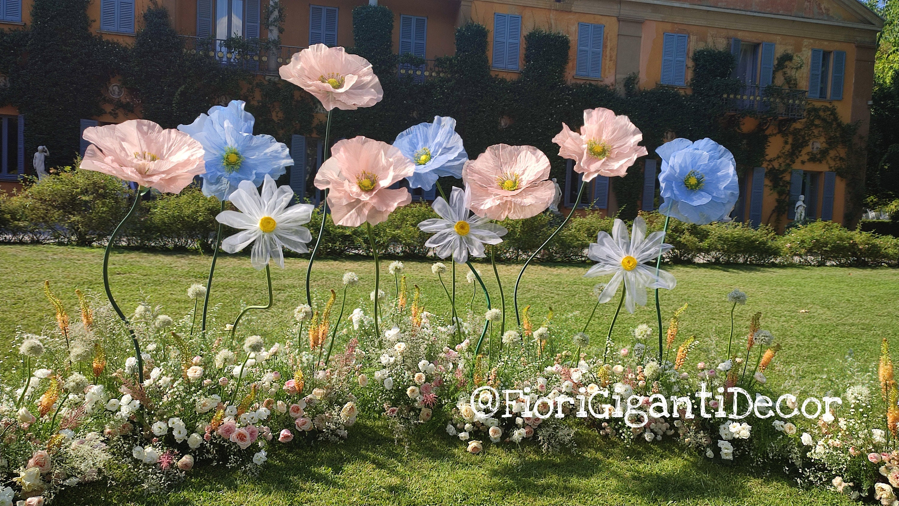 Giant organza flowers Wedding backdrop