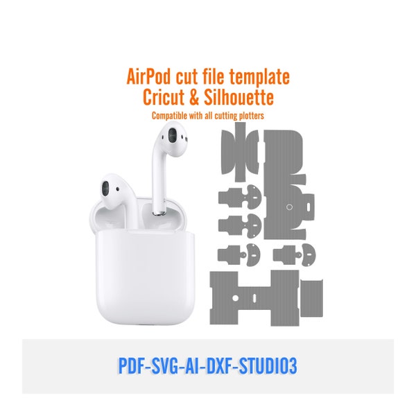 Apple airpod (2019) skin svg modèle télécharger SVG PDF Silhoutte Cricut