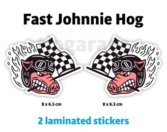 Pegatinas Fast Johnnie Hog casco moto cafe racer stickers scrambler bobber