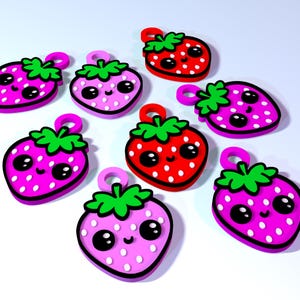 Keychain kawaii strawberry cute 3d printing file STL 3mf digital download