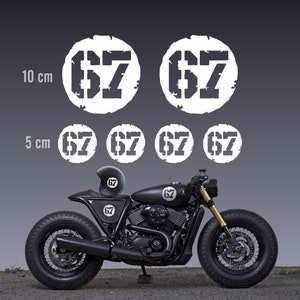 6 Numeros adhesivos Bike Decals Set pegatinas en vinilo para moto cafe racer stickers color blanco