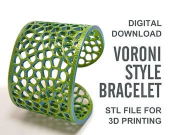 Pulsera Voronoi STL para impresión 3D - Archivo digital | Diseño geométrico moderno unisex | Descargar ahora