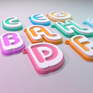 Keychain letters 3d printing file STL Digital Download