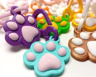 Keychain stl files kawaii dog paw 3d printing 3mf Digital Download