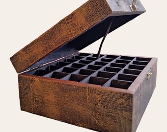 Essential Oil Box – 30 bottles - copper tulle decoration - unique handcrafted piece