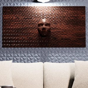 The Sentinel Low Poly Face Wall Panel CNC STL File Parametric Relief Art