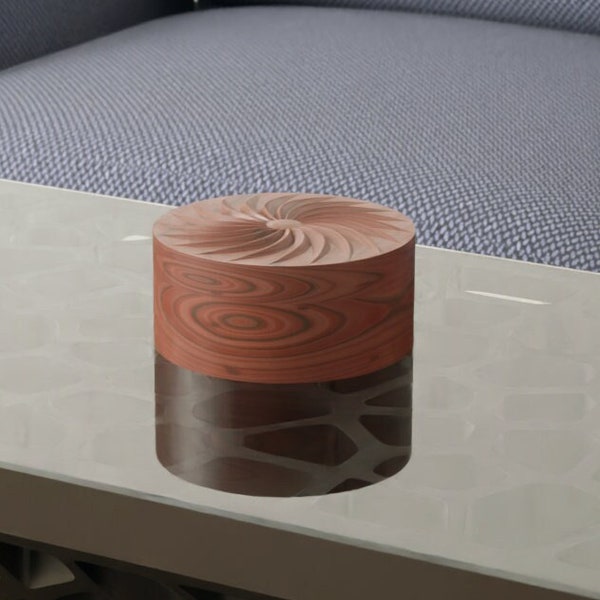 Elegant Round Keepsake Box with Flower Design. Digital STL file download for CNC carving