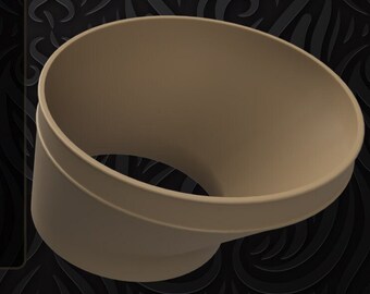 May include: Two 3D printed brown plastic adapters for a Glowforge 6" exhaust hose or vent. The text "eyecreate art" and "one of one" is visible in the image. The text "Glowforge 6" exhaust hose/vent adapter STL files for 3D Printing." is also visible in the image. The text "You will get 2 files. The standard on the left is for Glowforges that sit with the exhaust port at the edge of a surface. The offset version to the right is for Glowforges that sit on large flat surfaces. You can print these without using supports." is also visible in the image.