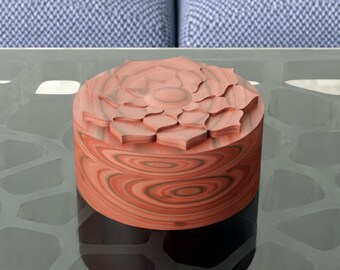 Lotus Flower Trinket Box STL File: CNC Carving, 3D Print (8x4 inch)