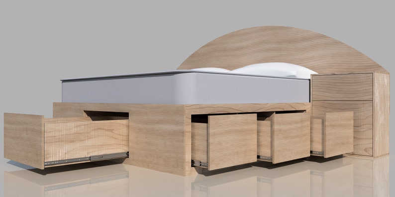 King Platform Storage Bed Plans with Drawers image 8