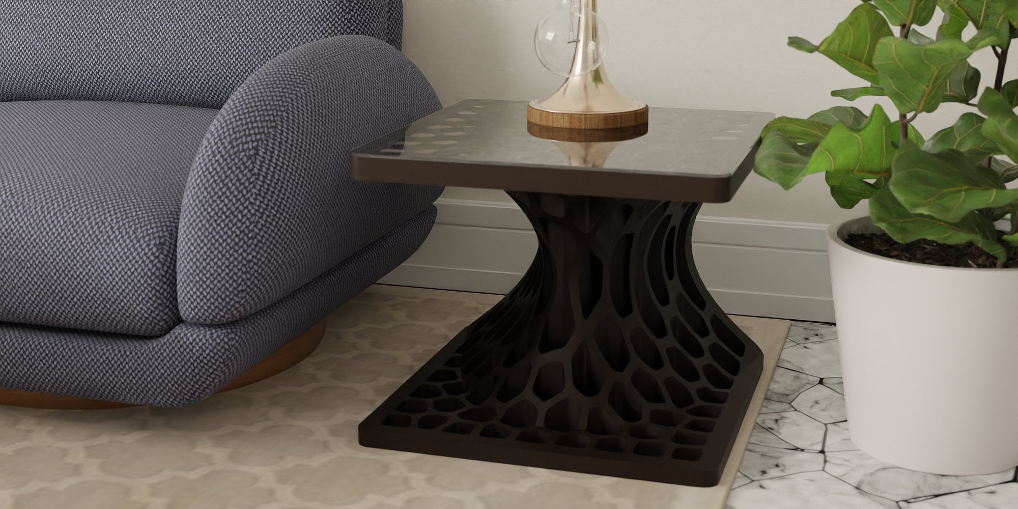 Modern Voronoi End Table CNC STL File Layered Wood Furniture Plans ...