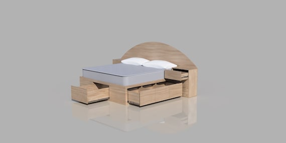 Plans for King-Size Storage Bed with Integrated Nightstands in PDF format