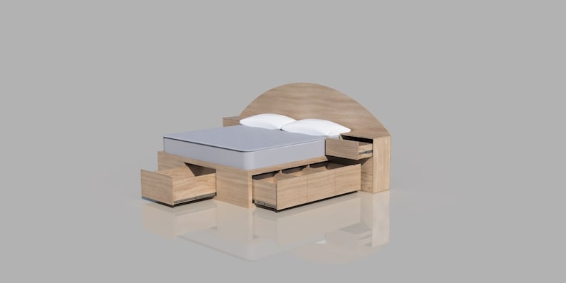 King Platform Storage Bed Plans with Drawers image 16