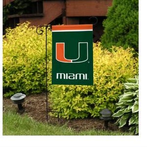 University of Miami Yard Flag  - 2 Sided // 12 x 18 (Flag Pole Not Included) - UM Flag / Miami College Yard Flag