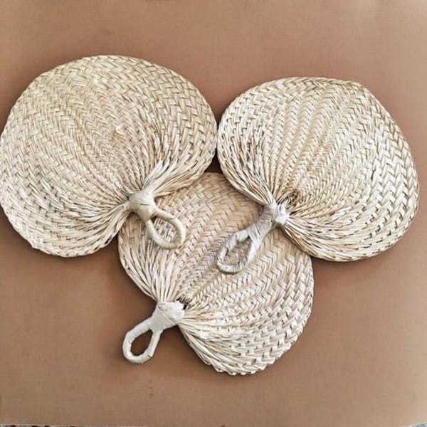 Raffia Fans 10"-11" Wide - Wedding Fan, Palm Leaf Fan, Hand Fan, Straw Fan, Rattan Fan, Beach Fan, ***PLEASE READ AD for Details!