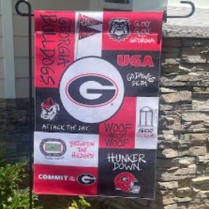 Georgia Bulldogs Flag!  University of Georgia Yard Flag  - 2 Sided  (Flag Pole Not Included) - UG Flag // Georgia Bulldogs Yard Flag